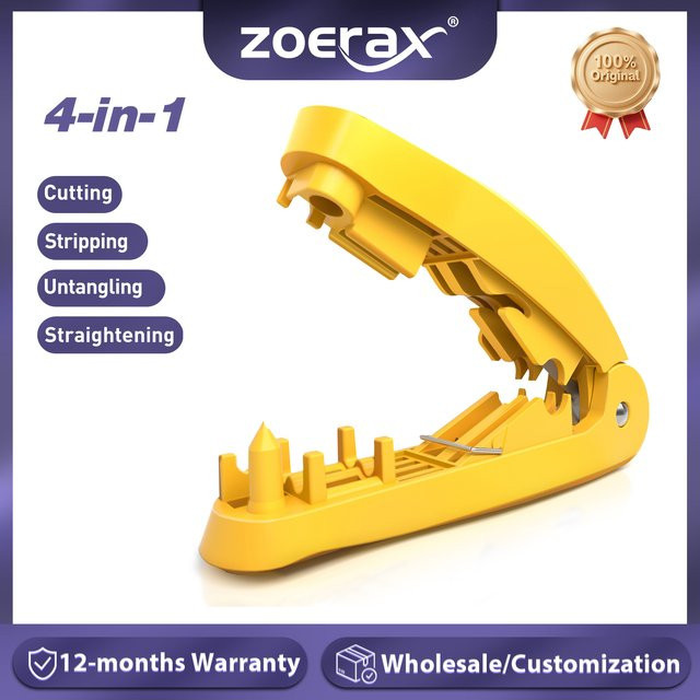 ZoeRax 4-in-1 RJ45-Netzwerkkabelwerkzeug zum Schneiden, Abisolieren, Entwirren und Begraden für STP/UTP-Kabel in Rot und Gelb - Bild 1
