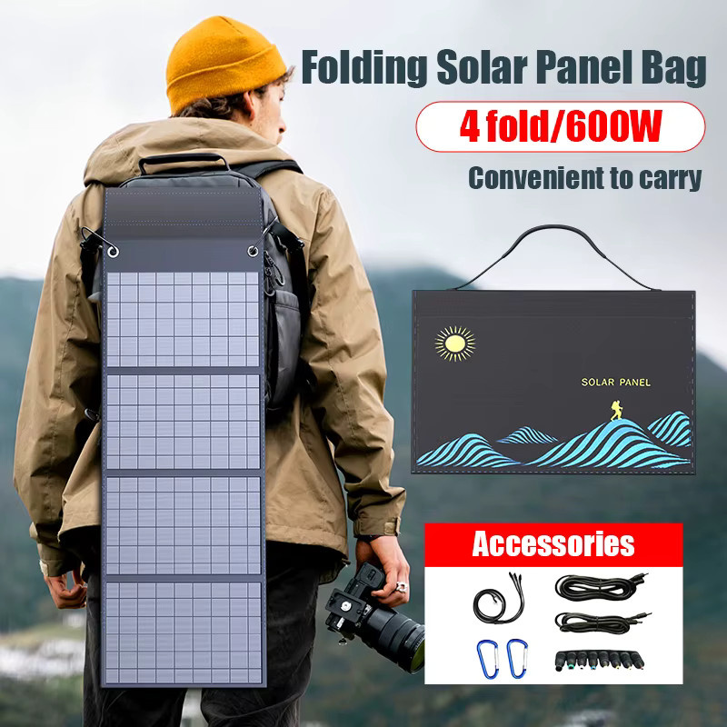 ZRGAE Solar Ladegerät 1000W 18V Tragbares Faltbares Solarpanel mit USB-A und DC Anschluss in Schwarz - Bild 4