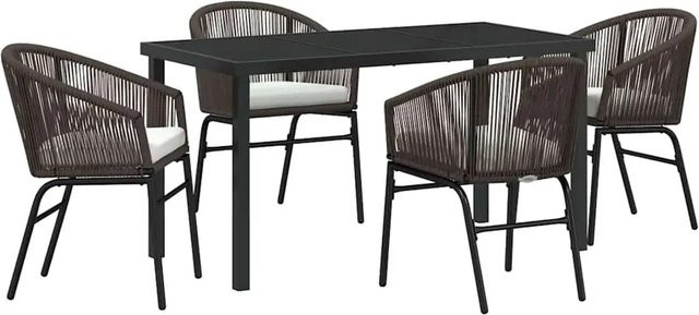 vidaXL Garten Essgruppe 5-teilig aus Poly Rattan in Braun mit rechteckigem Tisch und Stühlen - Bild 1