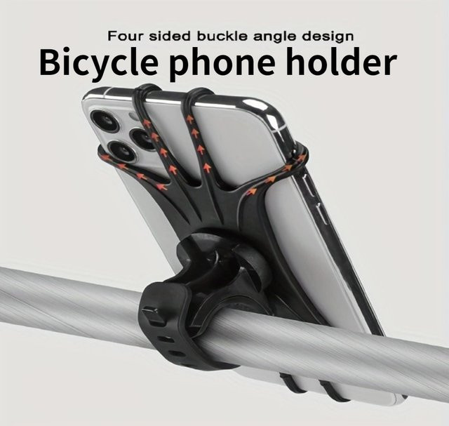 Rutschfester und stoßdämpfender Fahrrad-Telefonhalter aus Silikon in Schwarz für den Mountainbike-Lenker - Bild 1