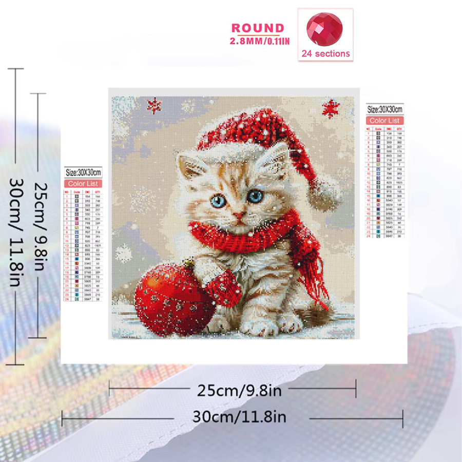 EverShine Diamantmalerei Katze DIY Kit mit 5D Strass Stickerei als Mosaik Dekoration in Multicolour, Breite: 20 cm, Höhe: 20 cm - Bild 2