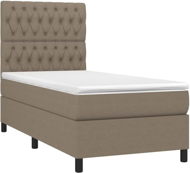 vidaXL Hybrid Boxspringbett mit Matratze und LED-Unterbettbeleuchtung in Beige, B/T/H: 100 x 200 x 118 cm - Bild 1