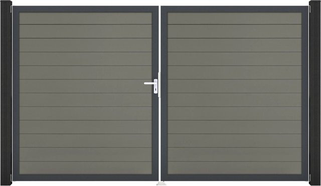 GroJa Solid Steckzaun Tor DB Doppel-Tor Grau DIN Links - Bild 1