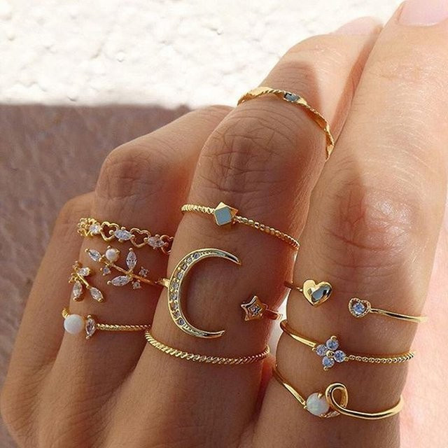 KaiTingu Jewelry Schmuck-Set Ringe, Mond Sterne, Aluminiumlegierung, Damen - Bild 1