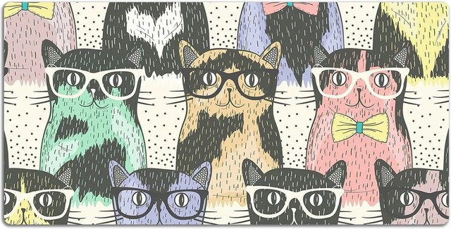 Tulup Schreibtischunterlage mit Katzen-Motiv, Mehrfarbig, B: 100 cm, T: 50 cm - Bild 1