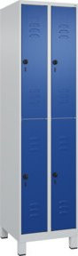 C+P Doppelstock-Spind Classic PLUS mit 2 Abteilen, Füße, Stahl, Grau/Blau, H x B x T: 195 x 50 x 50 cm - Bild 1