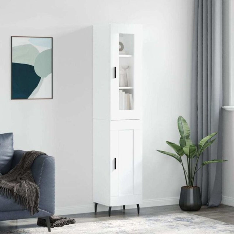 Modernes Highboard Vidaxl in Weiß aus Holzwerkstoff, Metall und Glas, B/T/H: 34,5 x 34 x 180 cm - Bild 1