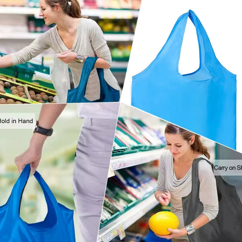 5er Set faltbare Einkaufstaschen von KindFuny in Braun aus Polyester für Lebensmittel und Reisen - Bild 3