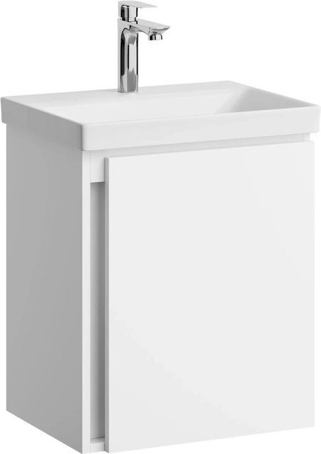 Planetmöbel Waschbeckenunterschrank mit Keramikwaschbecken in Weiß, modern und wandmontiert mit Soft-Close-Funktion, Breite: 50 cm, Höhe: 59 cm, Tiefe: 37 cm - Bild 1
