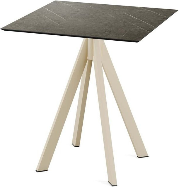 Feros Terrassentisch Infinity Sand mit quadratischer HPL-Platte in Braun, B/T/H: 70 x 70 x 73,2 cm - Bild 1