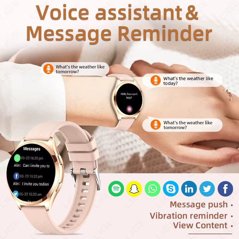 LIGE Smartwatch für Damen in Pink mit Bluetooth-Anruffunktion, wasserdichtem Sportarmband und Gesundheitsmonitor - Bild 2