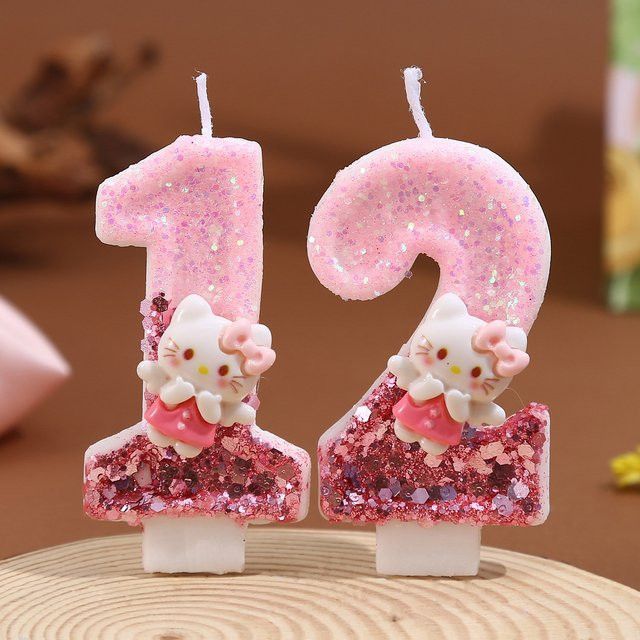 MINISO Kawaii HelloKitty Zahlenkerze rosa für Geburtstag und Jubiläum - Bild 1