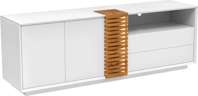Premium Living TV-Element Giovanni Modernes Wohnzimmer-TV-Board in Weiß und Eichefarben mit integrierter Beleuchtung und Soft-Close-Schubladen, B/T/H: 170 x 40 x 56 cm - Bild 1