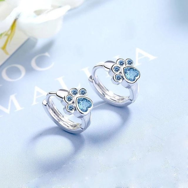YULIN Ohrstecker, Katzenpfoten, blauer Zirkon, Silber, Damen - Bild 1