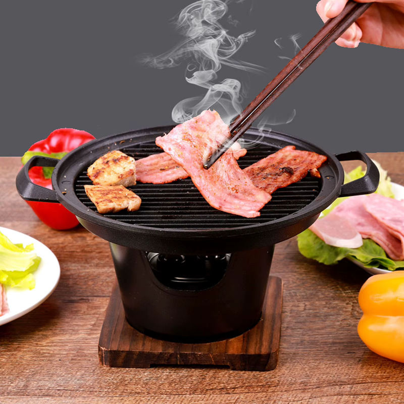 Qiilu Mini-Grill Tabletop aus Gusseisen in Schwarz für eine Person mit abnehmbarer Grillplatte - Bild 2