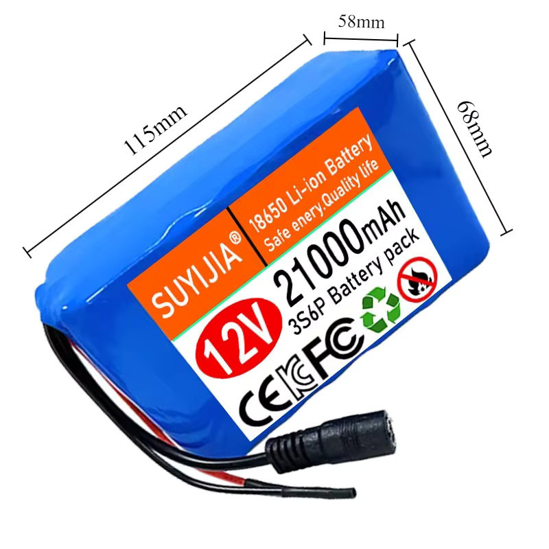 SUYIJIA Lithium-Ionen-Akku 12V 21000 mAh mit BMS, 3S6P 18650 Akku-Pack in Blau für Roller, CCTV und Audio-Verstärker - Bild 2