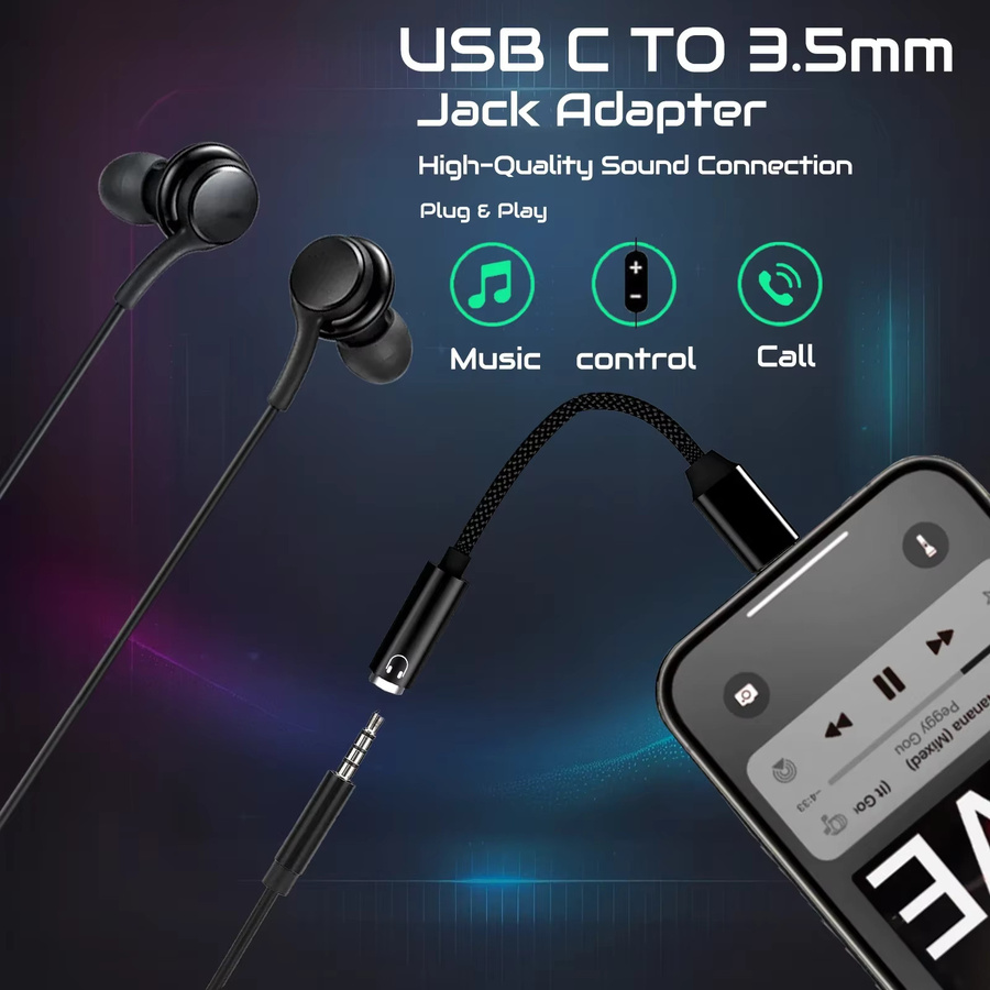 Parallel World USB-C auf 3,5mm Audio-Adapter mit DAC in Schwarz für Hi-Fi Stereo-Sound und Kopfhörer sowie Mikrofon-Unterstützung - Bild 2