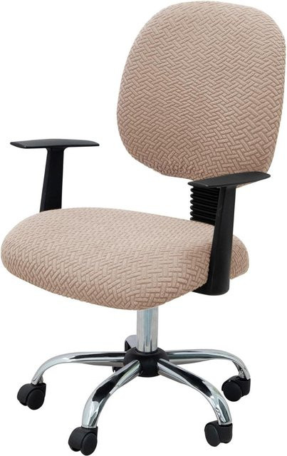 Bestbags Jacquard Bürostuhl Hussen in Beige, dehnbarer und waschbarer Sitzbezug für Schreibtischstühle und Drehstühle - Bild 1