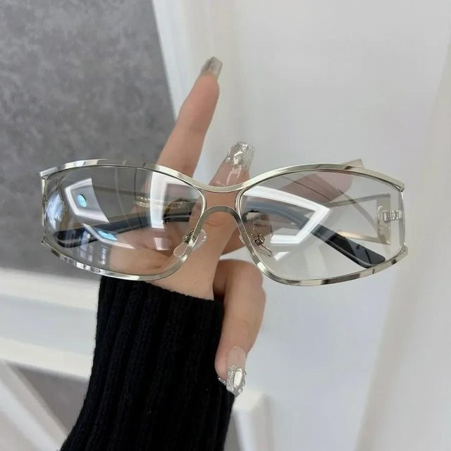 Yiran Health & Beauty Sonnenbrille, quadratisch, Metall, Vollrand, Unisex, silber - Bild 1