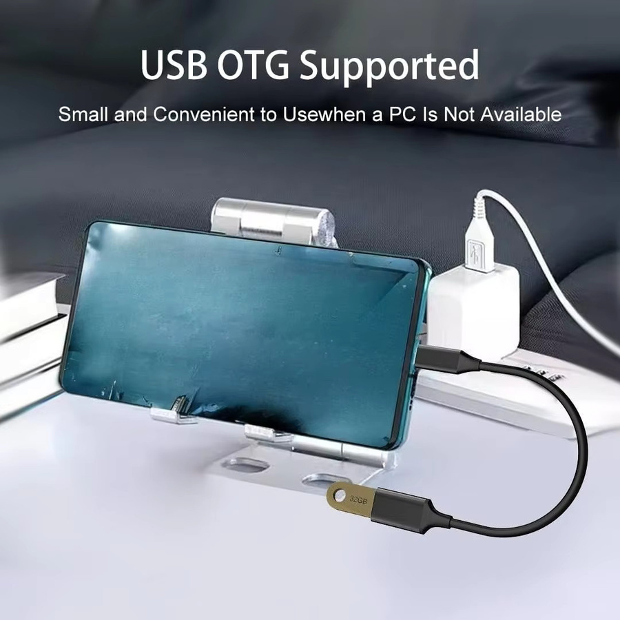 OTG USB-A auf USB-C Kabeladapter in Schwarz für Xiaomi, Samsung S20 und Huawei sowie MacBook Pro - Bild 2