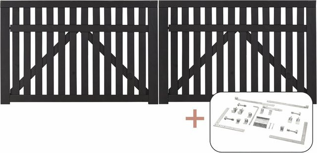 Country Fence Doppeltor aus Nadelholz in Schwarz B: 300 cm, H: 98 cm - Bild 1