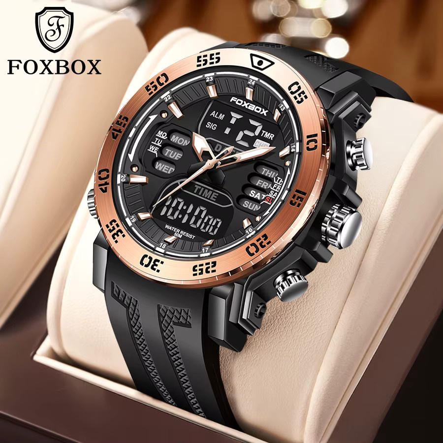 FOXBOX Armbanduhr, Analog-Digital, Quarz, Silikon, Schwarz, Herren - Bild 5