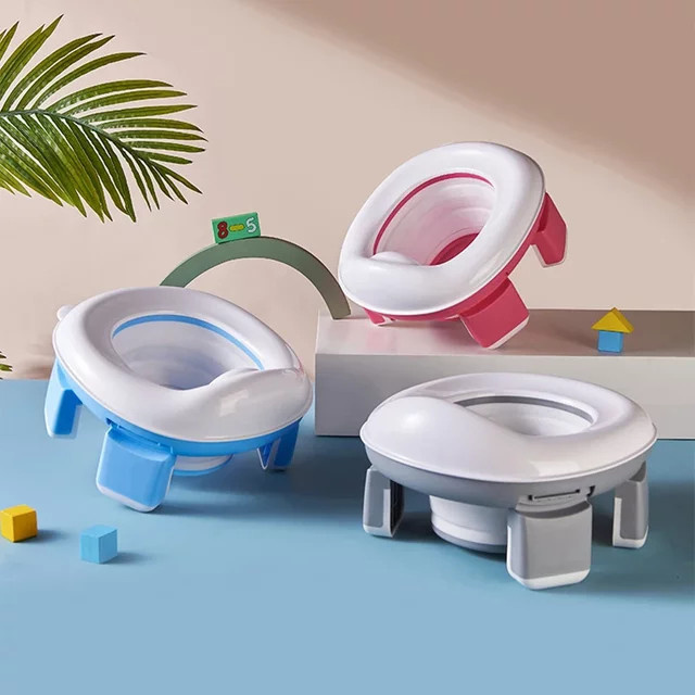 3-in-1 Baby-Töpfchentrainer aus Silikon, faltbarer Reise-Toilettensitz für Kinder in Blau - Bild 1