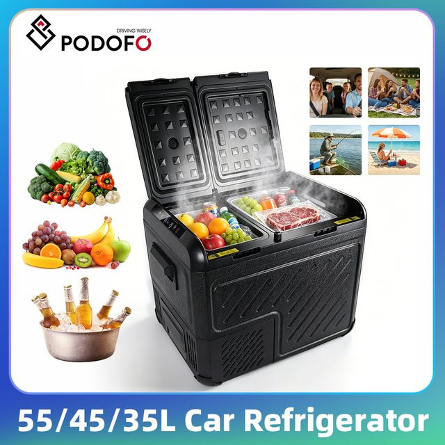 Podofo Kompressor-Kühlbox Tragbarer Auto-Kühlschrank für Camping und Reisen mit LED-Licht - Bild 1
