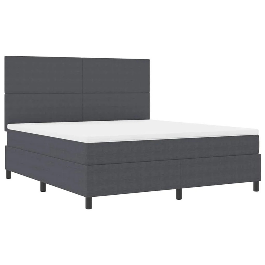 vidaXL LED Boxspringbett aus Cordstoff in Dunkelgrau und Weiß mit Taschenfederkern B/T/H: 180 x 200 x 28 cm - Bild 2