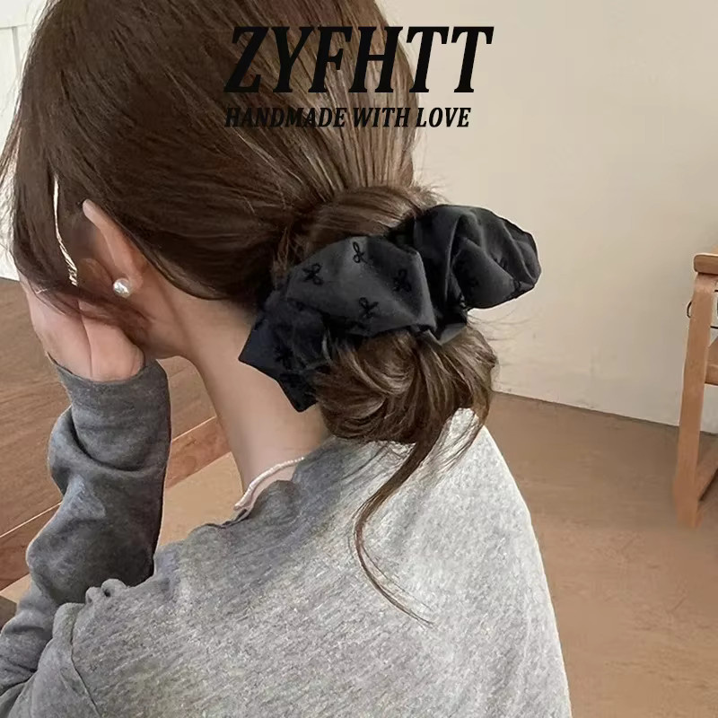 ZYFHTT Haargummis mit Schleifen und Polka Dots, schwarz-grau, Kinder - Bild 2