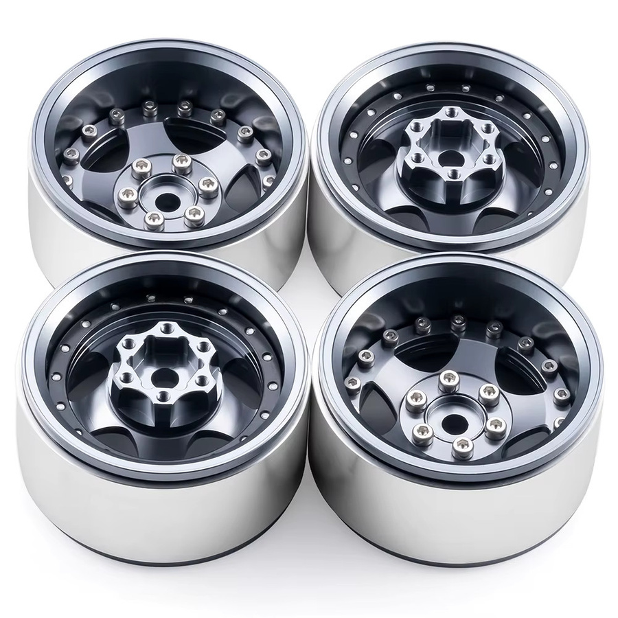 AXSPEED 1,9 Zoll Beadlock Felgen Naben, 4-teiliges Set, Grau, Metall - Bild 3