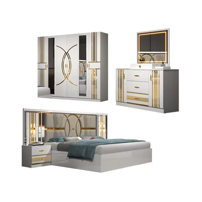 Home Deluxe Lederbett in Weiß mit Unterbettbeleuchtung aus MDF und Holz, B/T/H: 180 x 200 cm - Bild 2