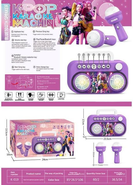 DewBloom Kinder Bluetooth Mikrofon Spielzeug, mit LED Lichtern, Lila - Bild 1