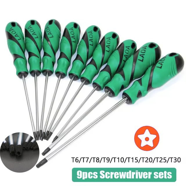 LAOA Torx Sechskant-Spezialschraubendreher mit S2-Stahl und Mittelloch in Grün - Bild 1