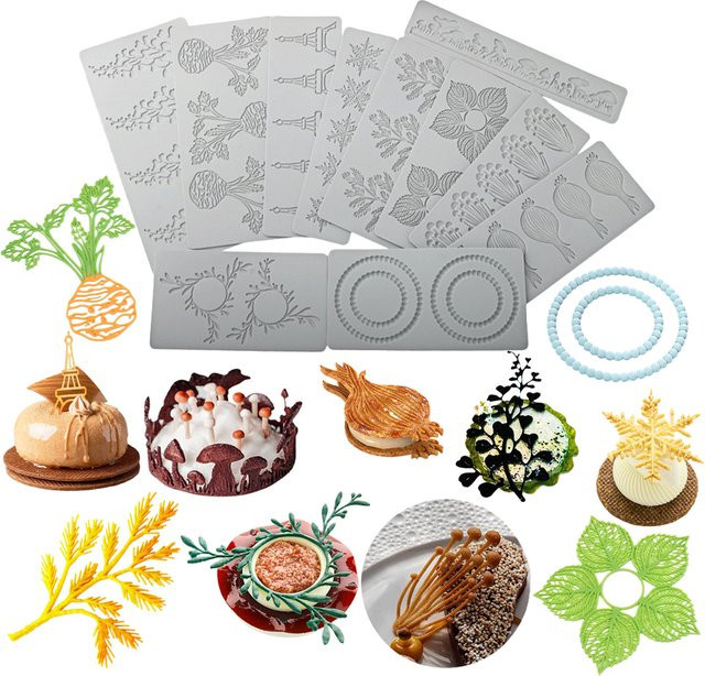Meibum Silikonform Multi Style Lace Mat in Grau für Schokolade und molekulare Gastronomie - Bild 1