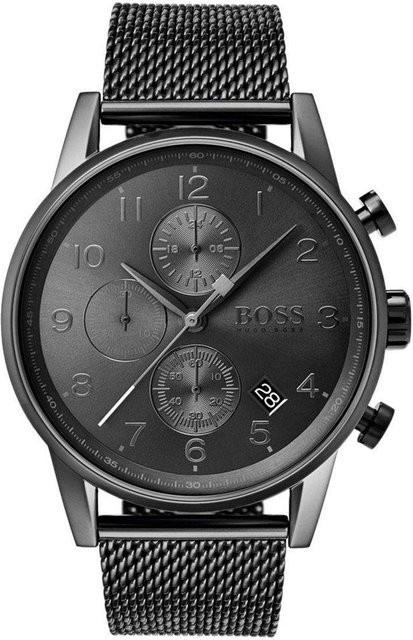 Hugo Boss Chronograph, Quarz, Edelstahl, 44 mm, Herren, Grau - Bild 1