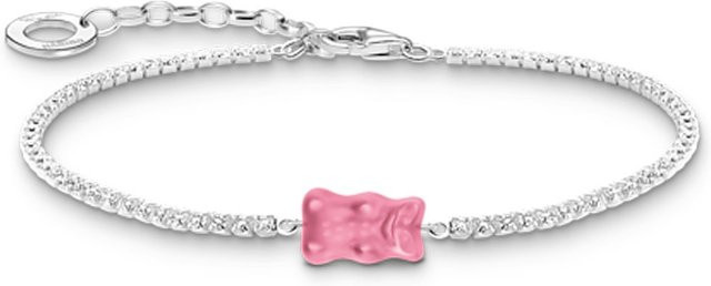 Thomas Sabo Armband, 925 Silber, pinkfarbener Goldbär, Steine, Damen - Bild 1