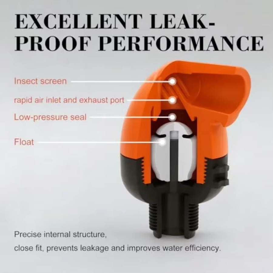 Automatisches Entlüftungsventil mit NPT-Gewinde und dualen Auslässen für Wassertanks in Orange - Bild 3