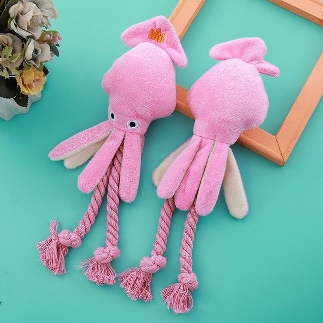 A Family Of Home Textiles Oktopus Tintenfisch Form Hund Plüschtier, mit Quietschgeräusch - Bild 1