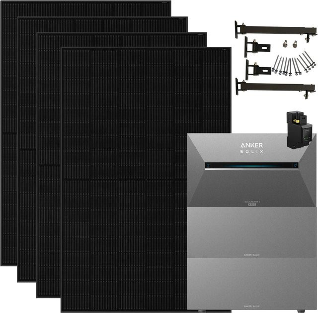 Anker SOLIX Solarbank 3 Pro 1.820 W Balkonkraftwerk mit Smart Meter IP65, Farbe: Schwarz, inklusive 2x BP2700 und Halterung für Flachdach - Bild 1