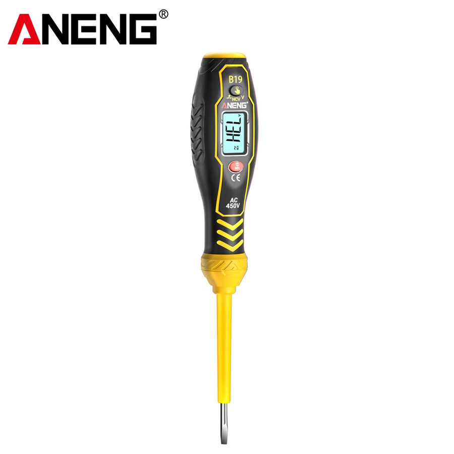 ANENG B19 Berührungsloser Induktionsprüfer mit Schraubendreher, Elektrischer Prüfstift 30-1000V in Gelb-Schwarz - Bild 1
