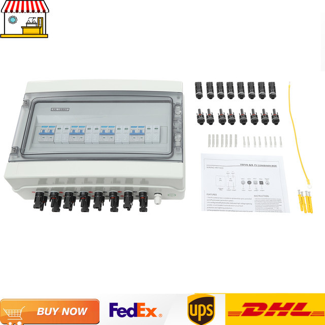 Bymaocar Solar-Combiner-Box mit 4-Eingang und 4-Ausgang, DC 1000V 40A Photovoltaik-Box in Weiß - Bild 1