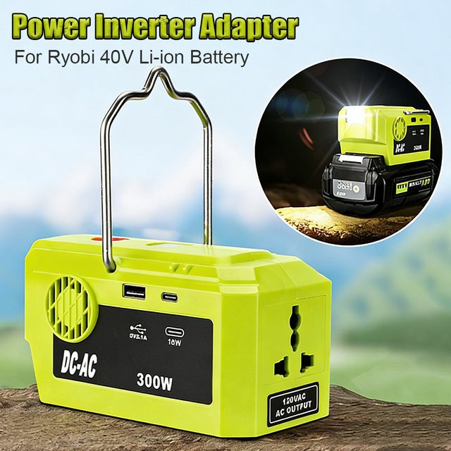 Ryobi Tragbarer Stromwechselrichter für 40V Li-Ionen-Akkus mit AC-Ausgang und USB Typ-C Anschluss für die Outdoor-Stromversorgung - Bild 1