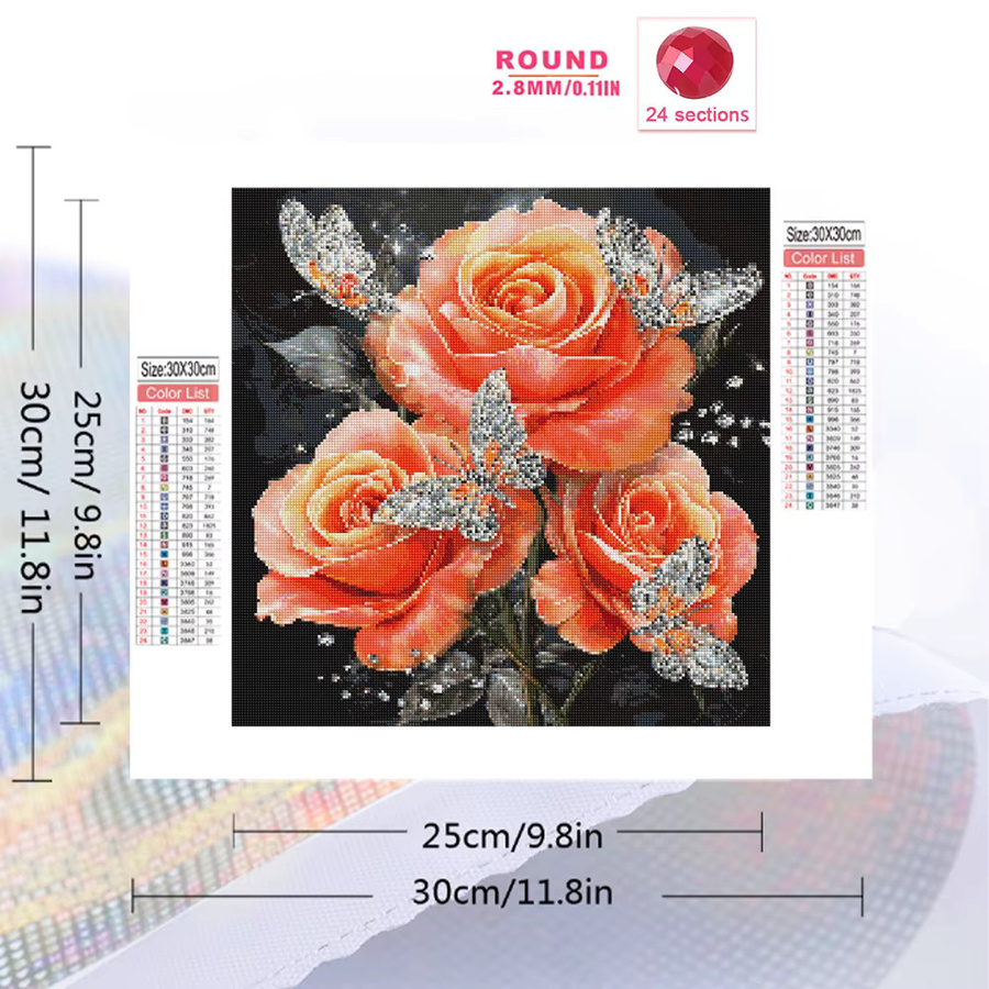 Momoart Rosenblüten-Diamantgemälde, Diamant-Mosaik, Natur, Bunt / Mehrfarbig - Bild 2