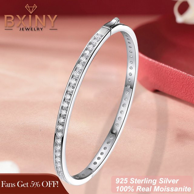 BXINY Armband, Moissanit, 925 Silber, Gold, Damen - Bild 1