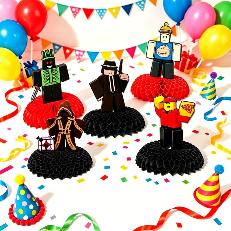 Robloxed Forsaken Chance Waben-Tischdekoration aus Papier, 5 Stück geometrische Ornamente für deine Geburtstagsparty - Bild 4