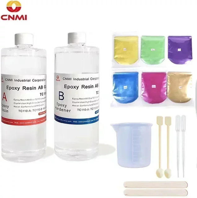 CNMI AB Epoxidharz-Set mit kristallklarem Härter und UV-Farbstoff für DIY-Projekte, Schmuckherstellung und Kunstguss, transparent - Bild 1