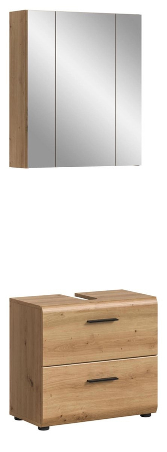 Badmöbel Set Cover von Inn.Furn in Eiche, 2-teilig, Braun, mit Spiegelschrank und Waschtischunterschrank, Breite: 60 cm, Höhe: 185 cm, Tiefe: 30 cm - Bild 2