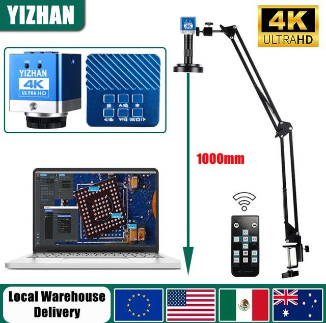 YIZHAN Digitalmikroskop 4K 60MP UHD mit IMX415 Sensor, HDMI und Typ-C, Industrielle Schweißkamera mit 150X Zoomobjektiv und Metallständer - Bild 1