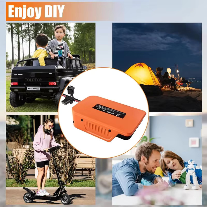 BSIDE DIY Power Wheels Batterieadapter für Makita, Ryobi, Black & Decker und Hitachi/Hikoki 36V 40V Li-Ionen-Akkus mit Sicherung und Schalter - Bild 4